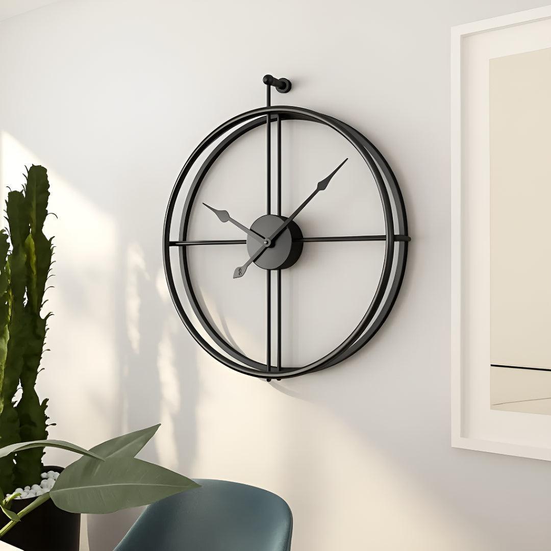 Stort Lydløst Vægur - Moderne Minimalistisk Design - Sort med sort - Home Decor - {{ product_tags }