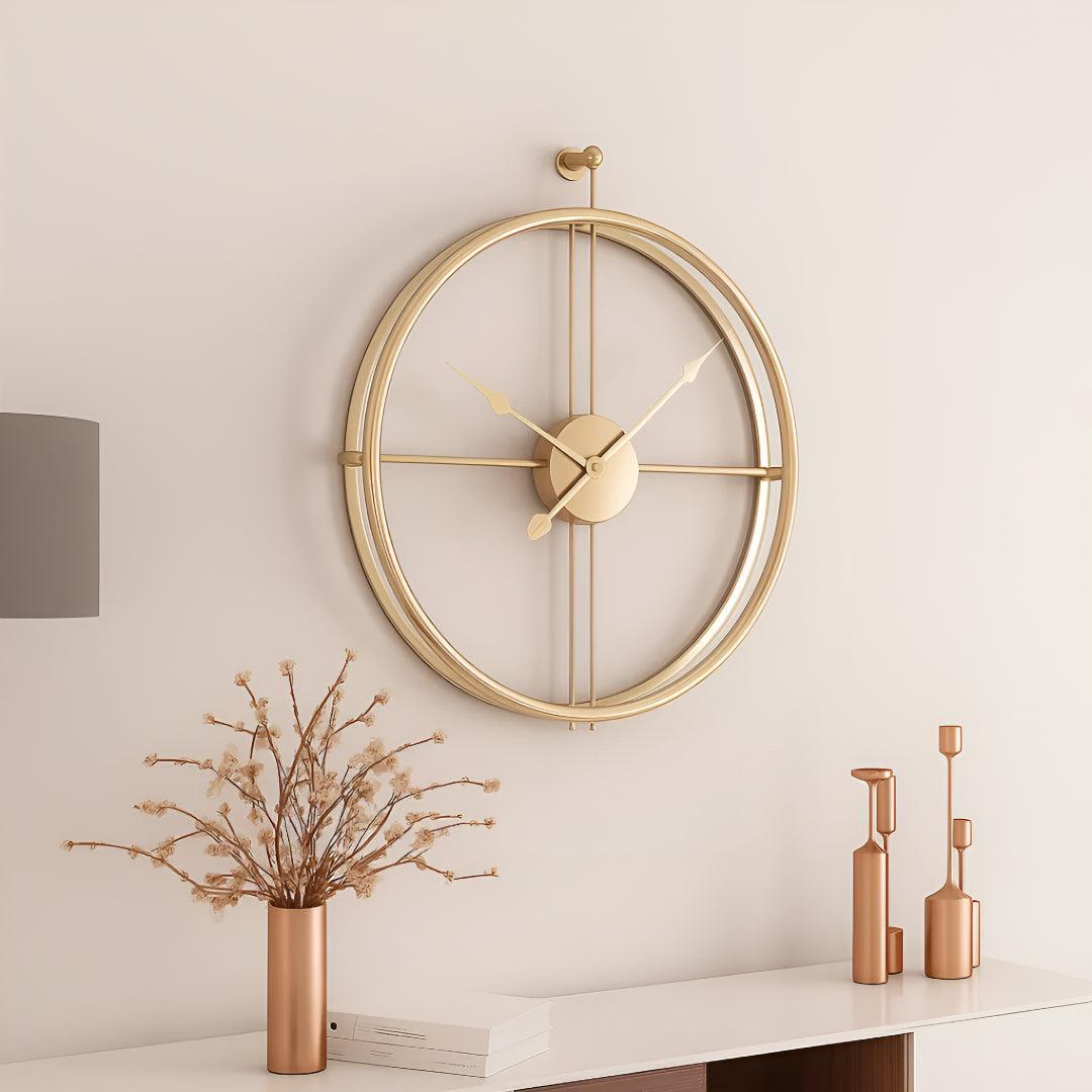 Stort Lydløst Vægur - Moderne Minimalistisk Design - Guld med guld - Home Decor - {{ product_tags }