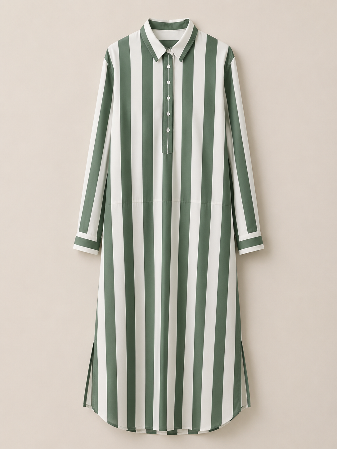Yrsa | Lässiges gestreiftes Skjorte Boho-Stil Maxi-Kjole
