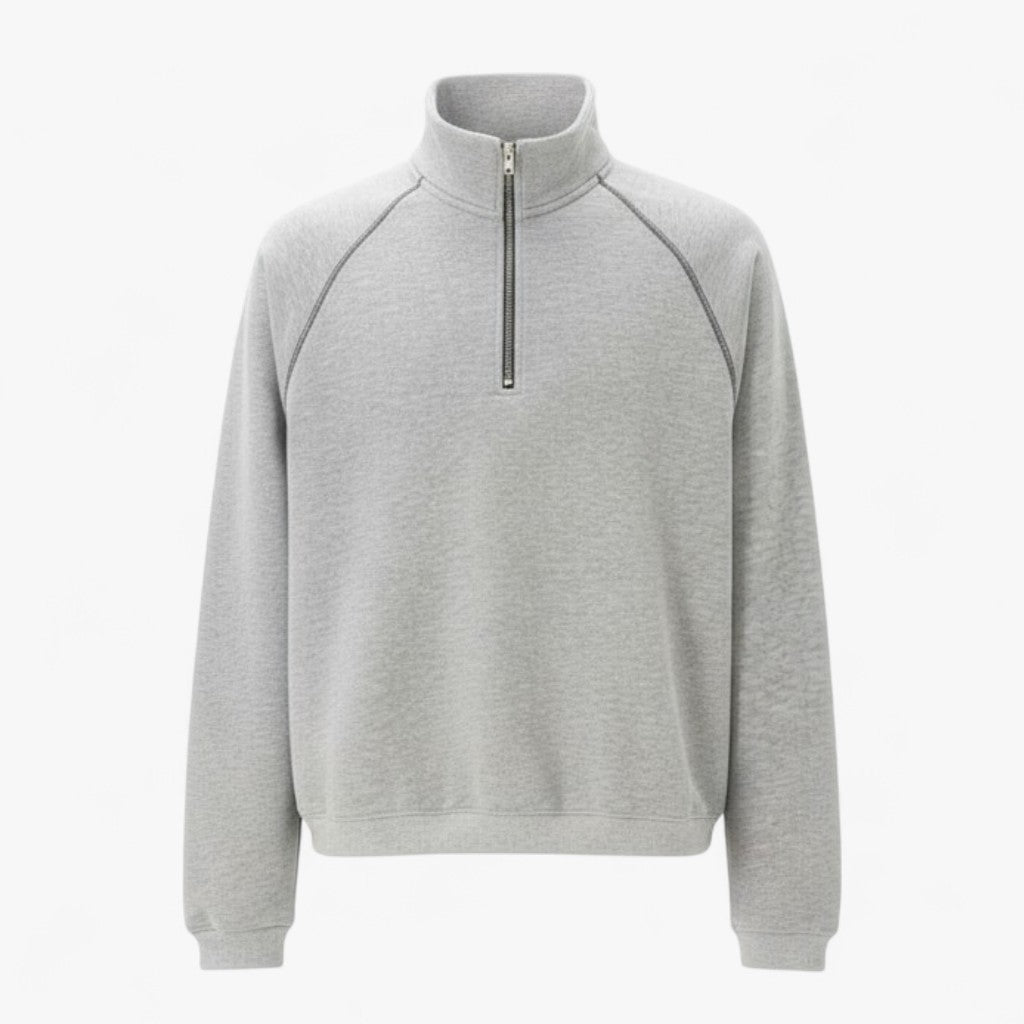Liam | Mænds Halv Lynlås Sweater til Lagdeling - Grå - Herresweatre - {{ product_tags }
