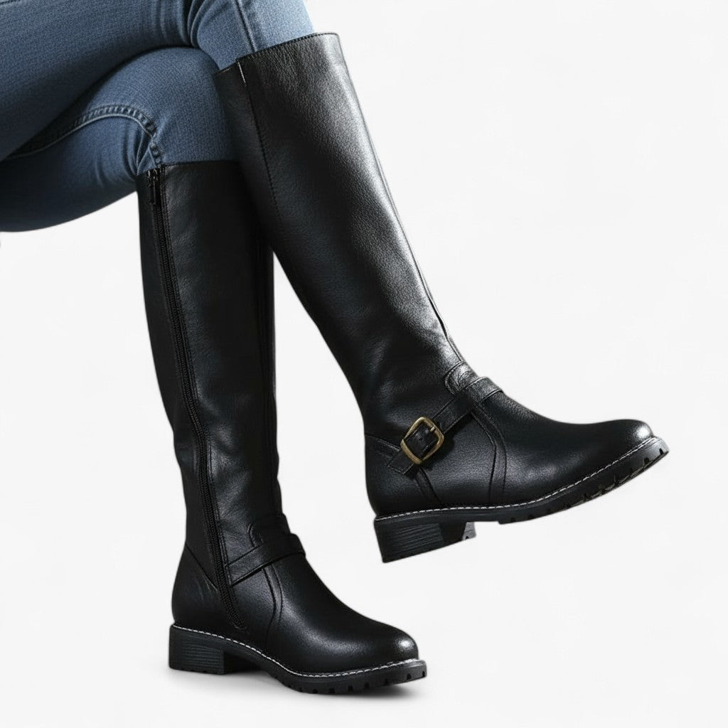 Line | Klassiske knælange støvler til damer | Med spænde detaljer - - shoes - {{ product_tags }