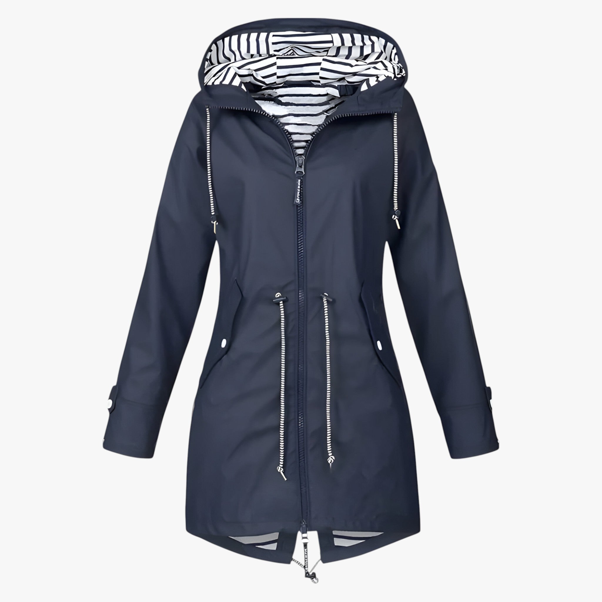 Beatrice | Vandafvisende Parka – Justerbar pasform med stribet hættefoder - Mørkeblå - women's fashion - {{ product_tags }
