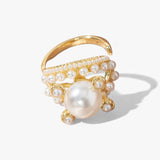 Baroque Vintage | Gold Pearl Rings - Classic Elegance