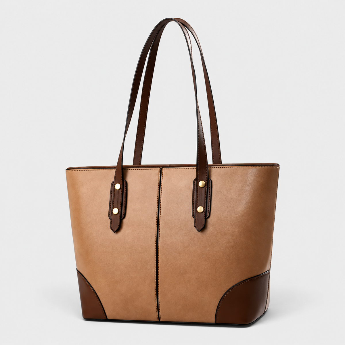 Vintage Læder Skuldertaske Dame med Stor Kapacitet - Lysebrun - bags - {{ product_tags }