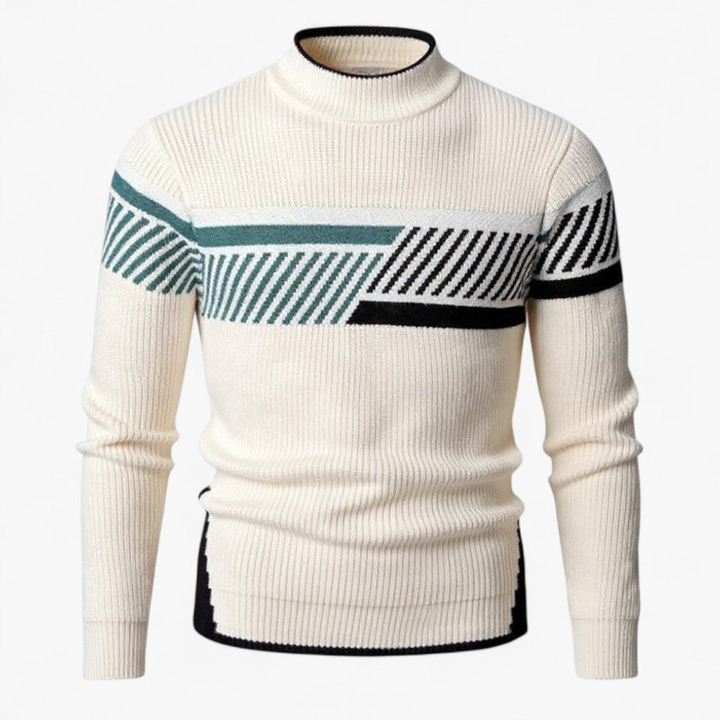 Nikolai | Moderne Sweatshirt med Geometrisk Mønster - Beige Geometrisk - Sweatshirts - {{ product_tags }