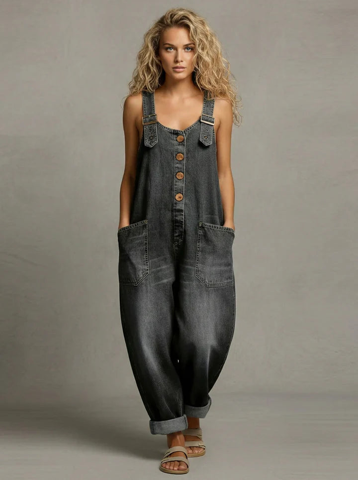 Lejla | Stilfuld denim jumpsuit med lommer