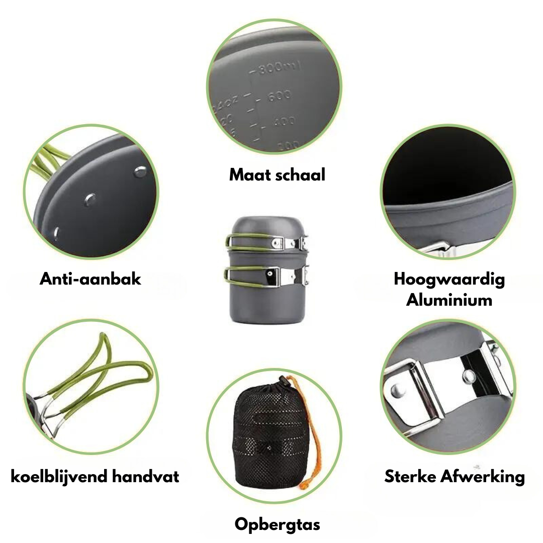 Kompakt grydesæt til camping med bestik - - house & garden - {{ product_tags }