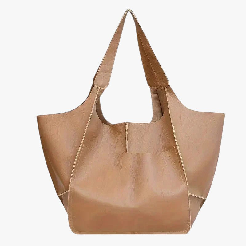Marianne Schoudertas | Groot zacht PU leer Tote Bag - Lys Khaki - bags - {{ product_tags }