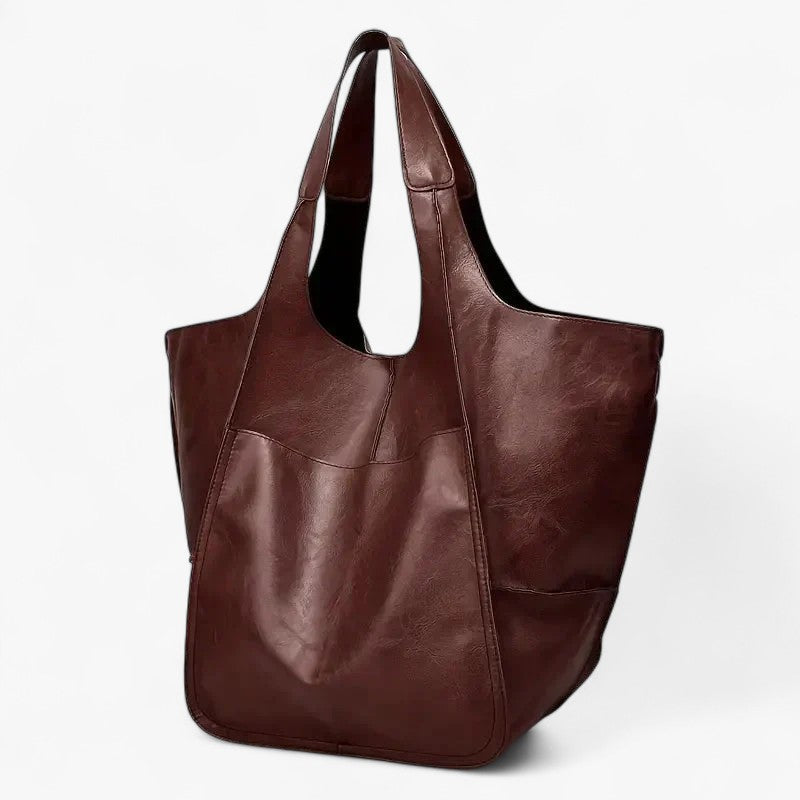 Marianne Schoudertas | Groot zacht PU leer Tote Bag - Mørk kaki - bags - {{ product_tags }