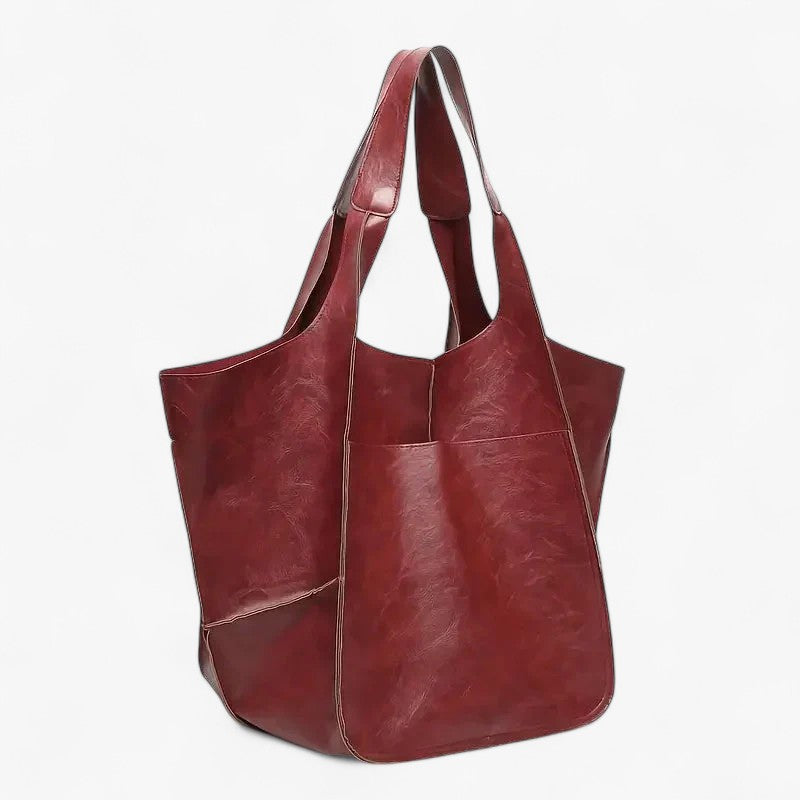 Marianne Schoudertas | Groot zacht PU leer Tote Bag - Bourgogne - bags - {{ product_tags }