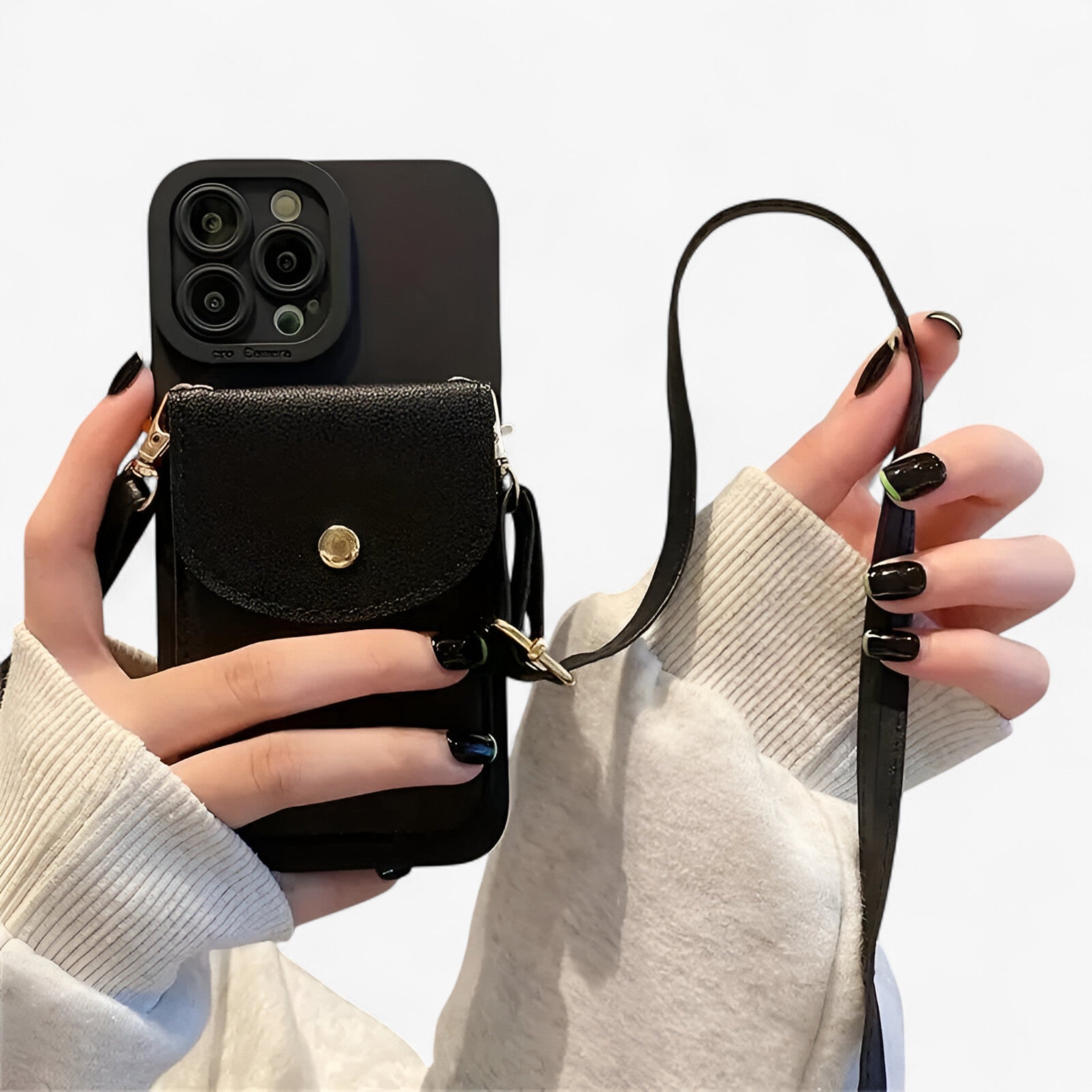 Marissa Telefonkortholder | Pung med rem - Sort - Marissa Telefonkortholder | Pung med rem - €25 - {{ product_tags }