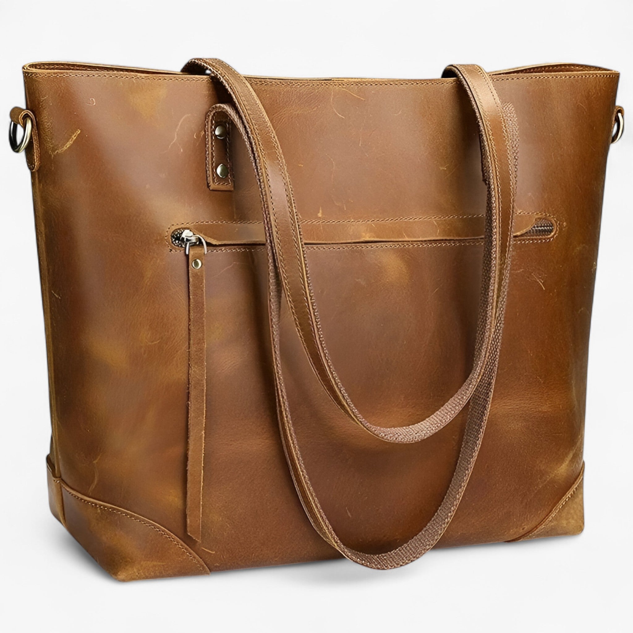 Maveron | Vintage læder taske - Brun - bags - {{ product_tags }