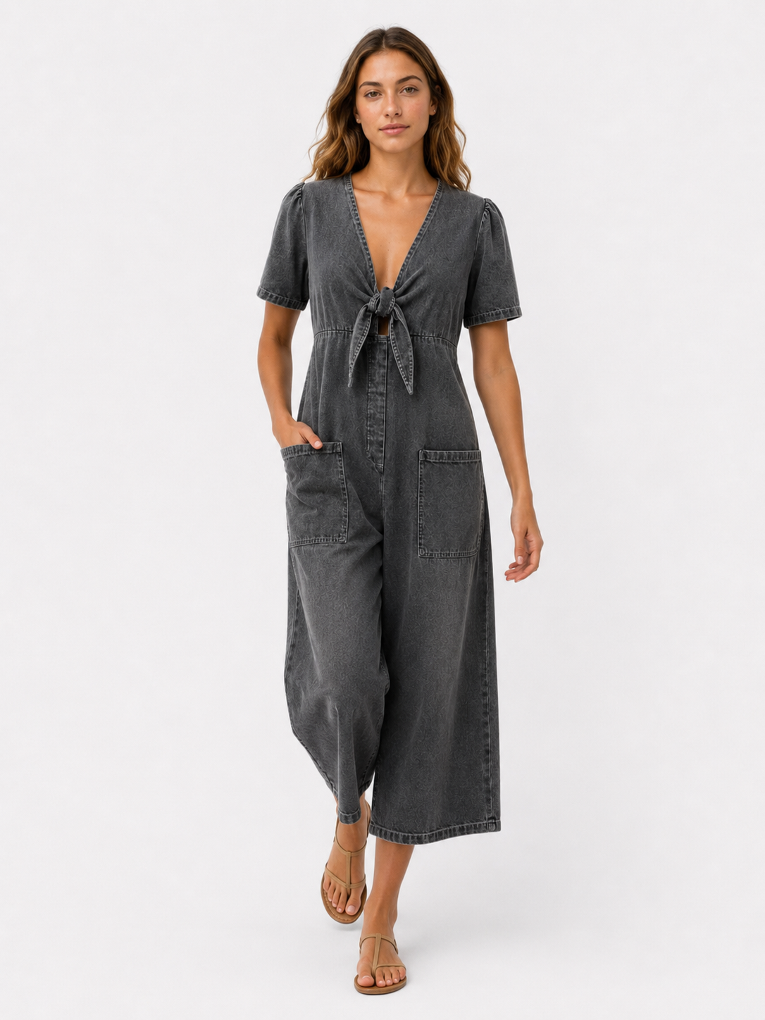 Maya | Dame Jumpsuit i Polyester med Bindebånd Foran