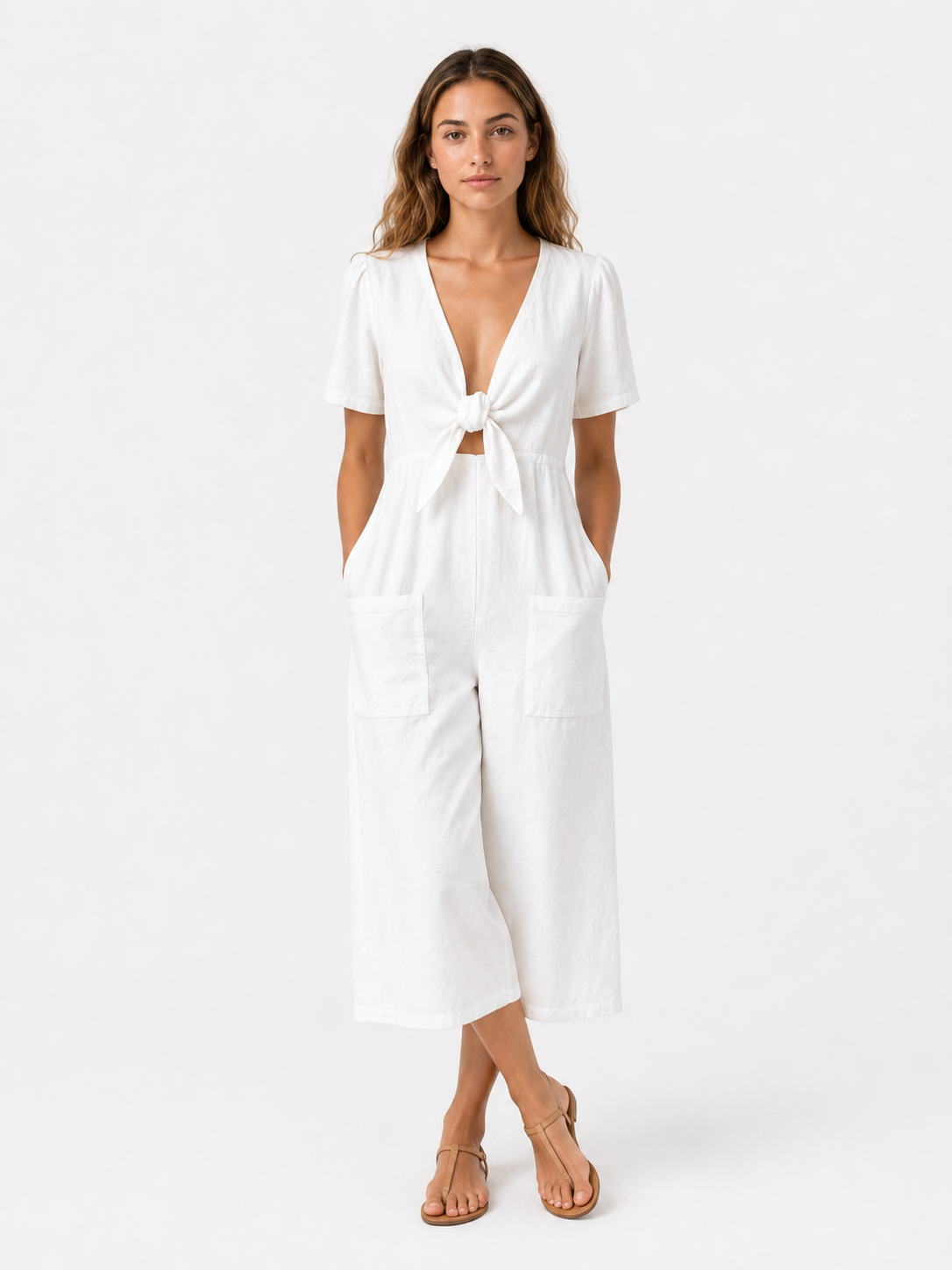 Maya | Dame Jumpsuit i Polyester med Bindebånd Foran