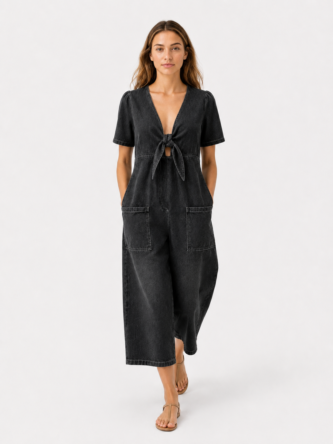 Maya | Dame Jumpsuit i Polyester med Bindebånd Foran