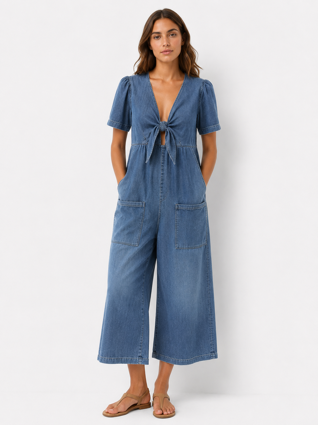 Maya | Dame Jumpsuit i Polyester med Bindebånd Foran