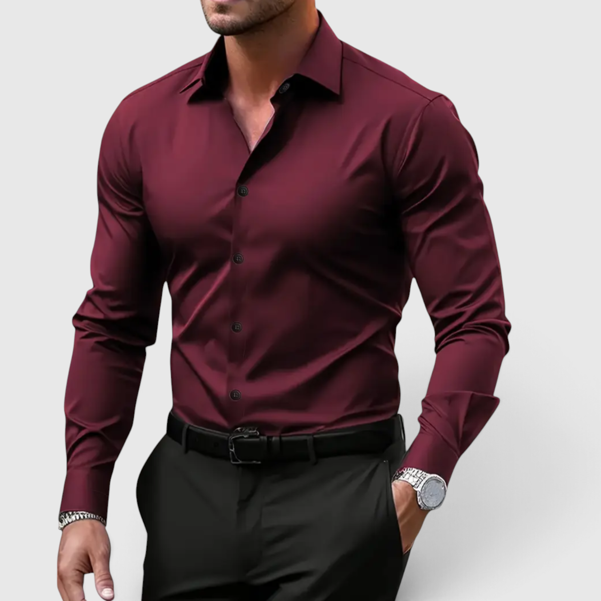 Herre Slim Fit Skjorte - Casual Knapskjorte