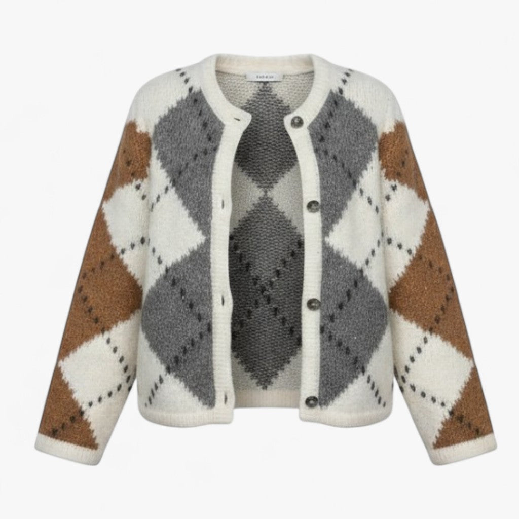 Mika | Ternet Strikcardigan – Blød Varme med Enkel Stil - ternet - Sweaters - {{ product_tags }