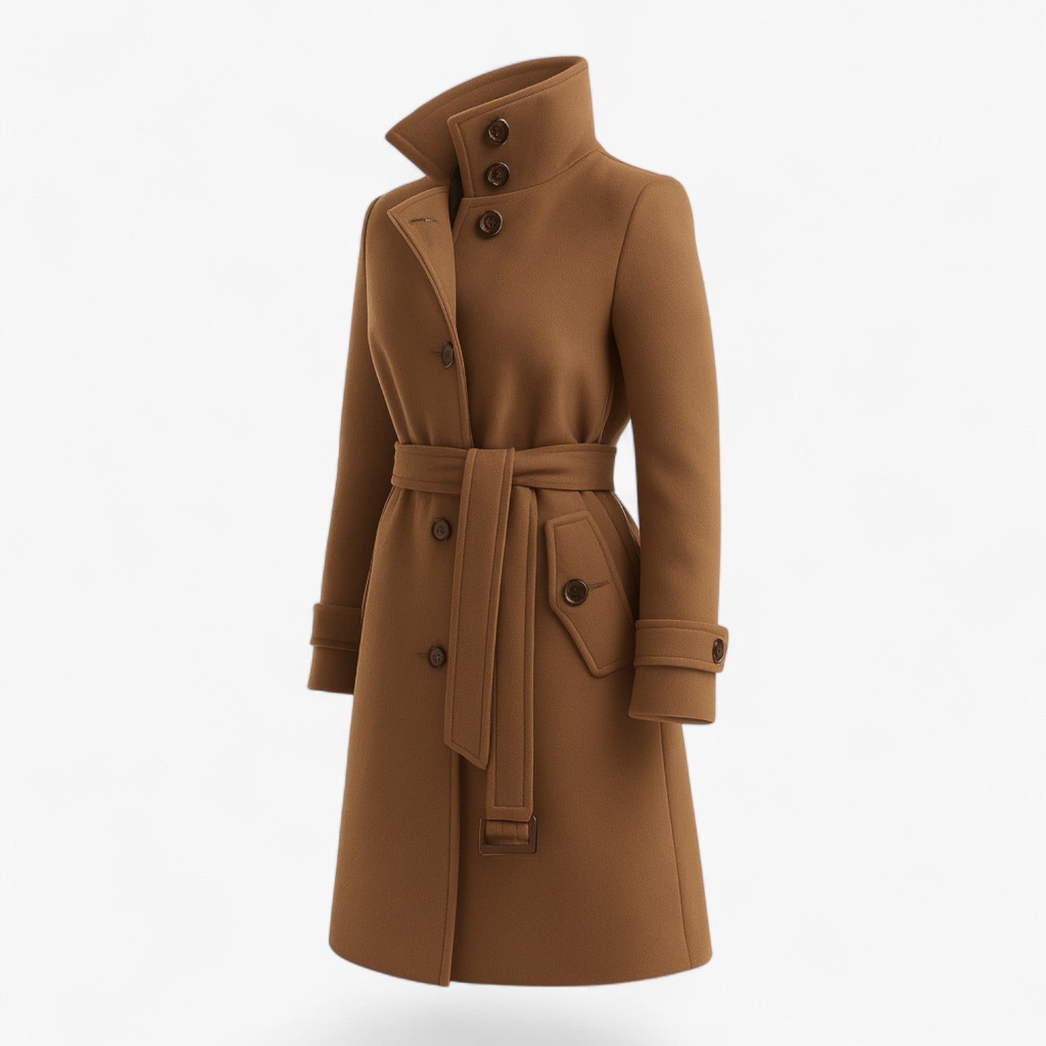 Mille | Uldfrakke med Høj Krave | Uldblanding | Perfekt til Koldere Dage - Brun - Jacket - {{ product_tags }