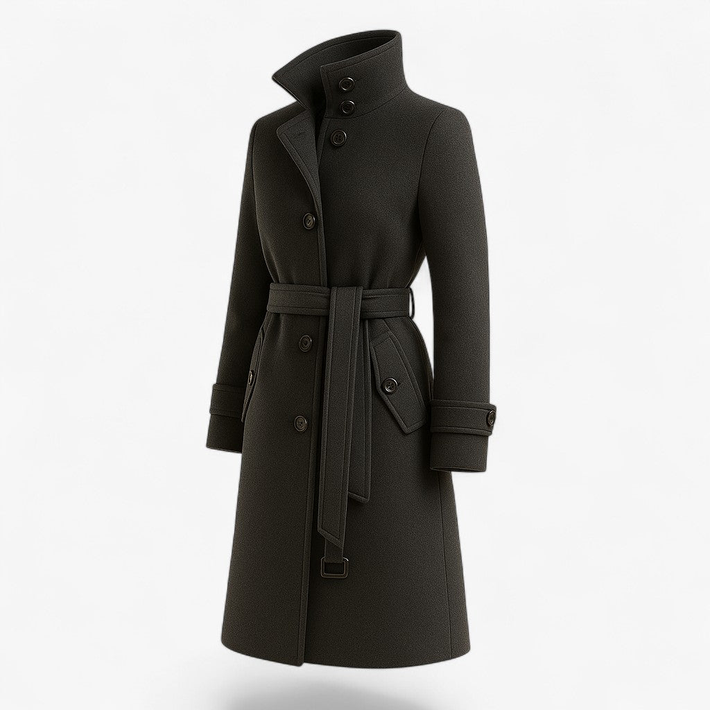 Mille | Uldfrakke med Høj Krave | Uldblanding | Perfekt til Koldere Dage - Mørkegrå - Jacket - {{ product_tags }