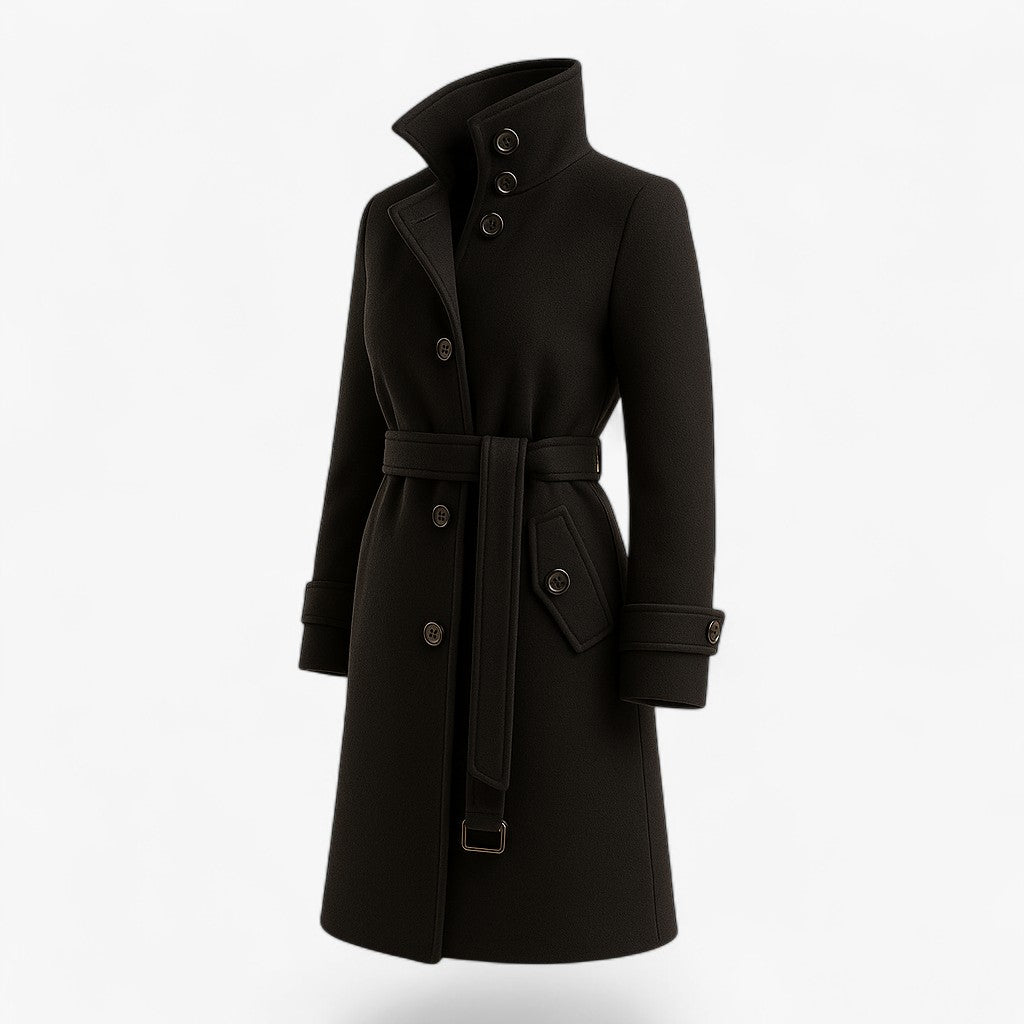 Mille | Uldfrakke med Høj Krave | Uldblanding | Perfekt til Koldere Dage - Sort - Jacket - {{ product_tags }