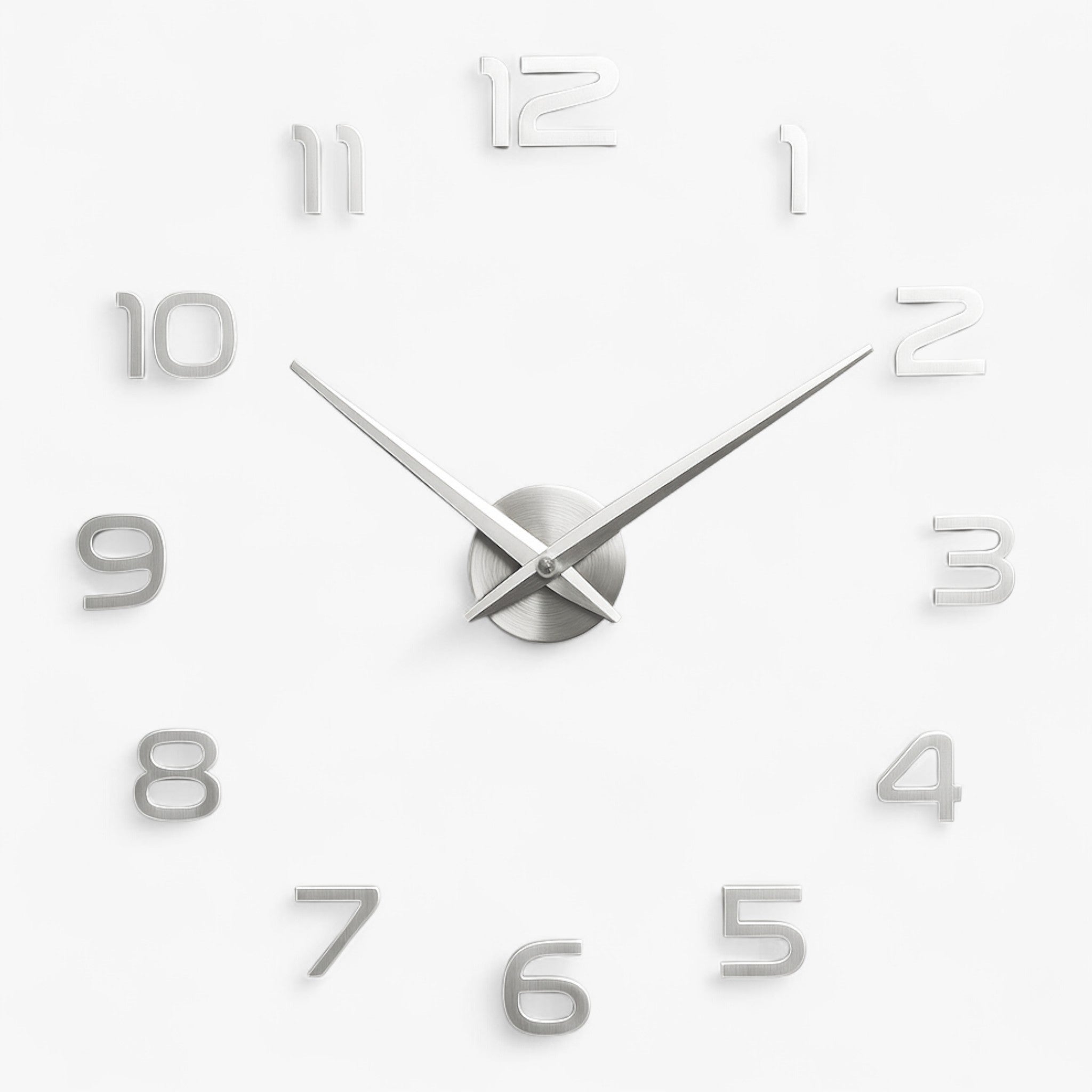 Moderne 3D Vægur med Tal til Indendørs Brug - Sølv - WallClock - {{ product_tags }