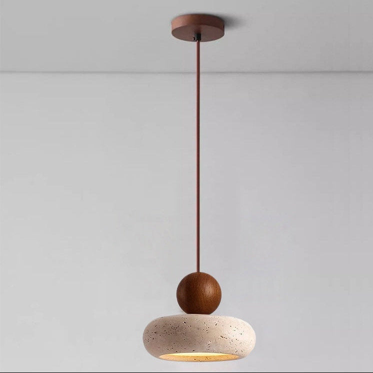 Tindara - Naturlig Travertin Og Træ Pendellampe
