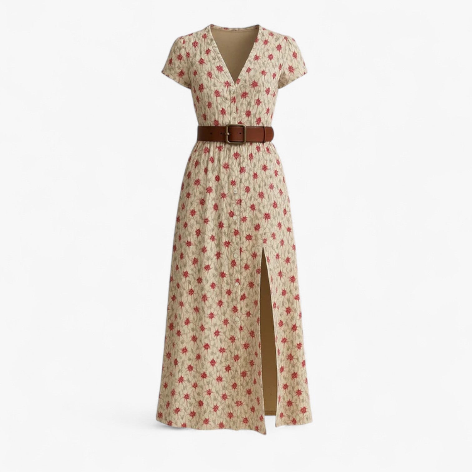 Nelle | Kvinders Elegant Sommer Maxi Kjole - Beige - Maxi Kjoler - {{ product_tags }