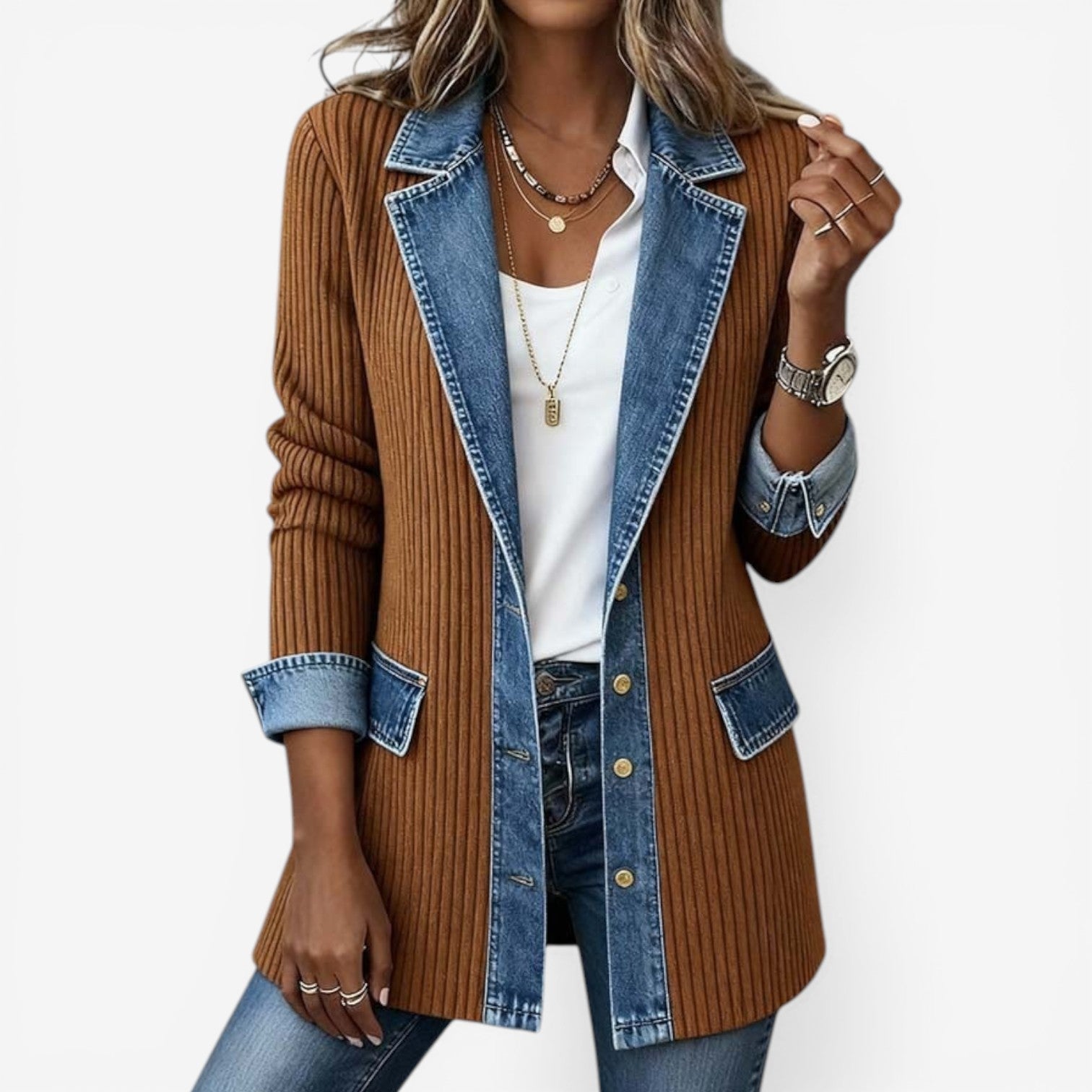 Emilia | Blazer i blendet denim