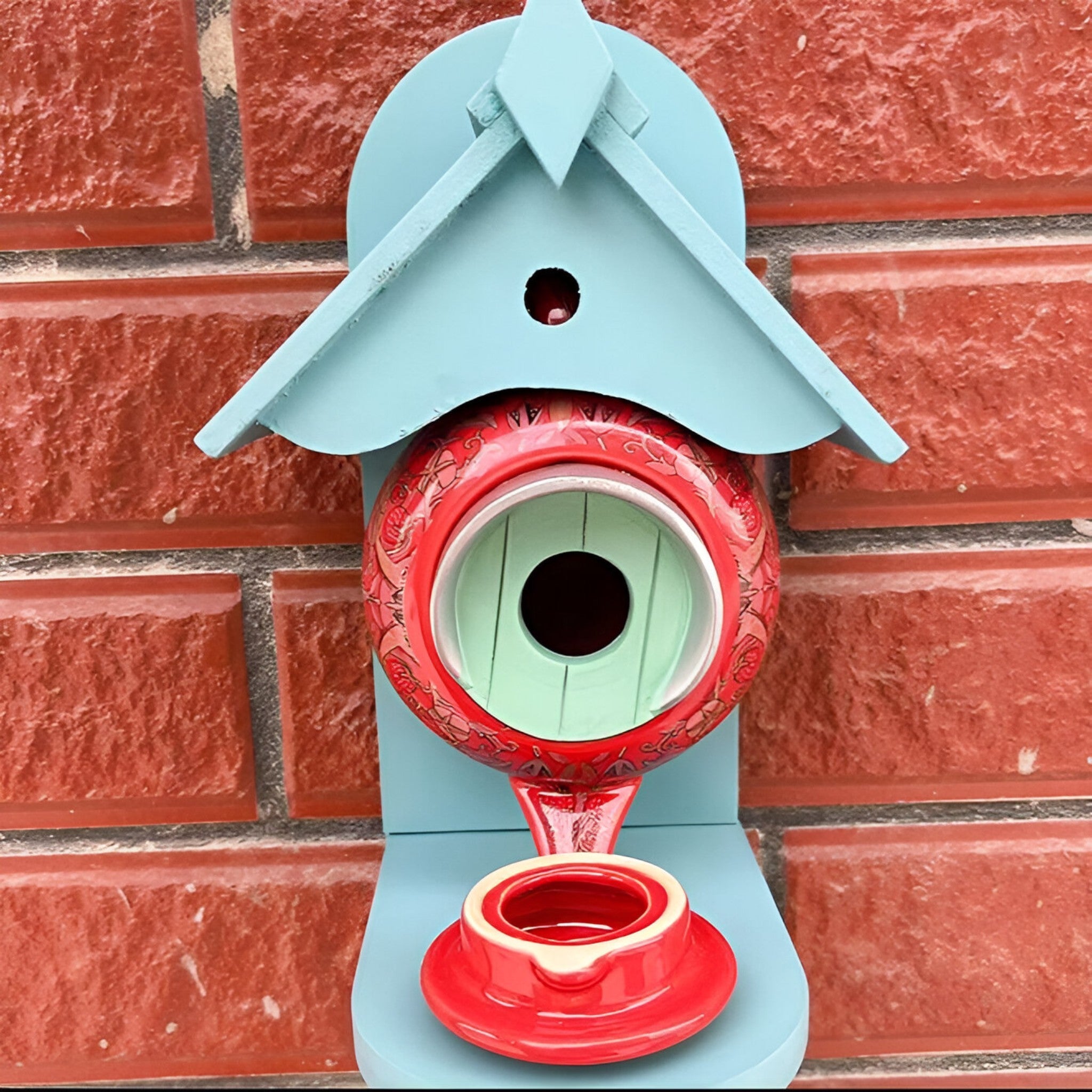 Tekande | Fuglemadshus med Unikt Teapot Design til Havens Fugle - Rød - house & garden - {{ product_tags }
