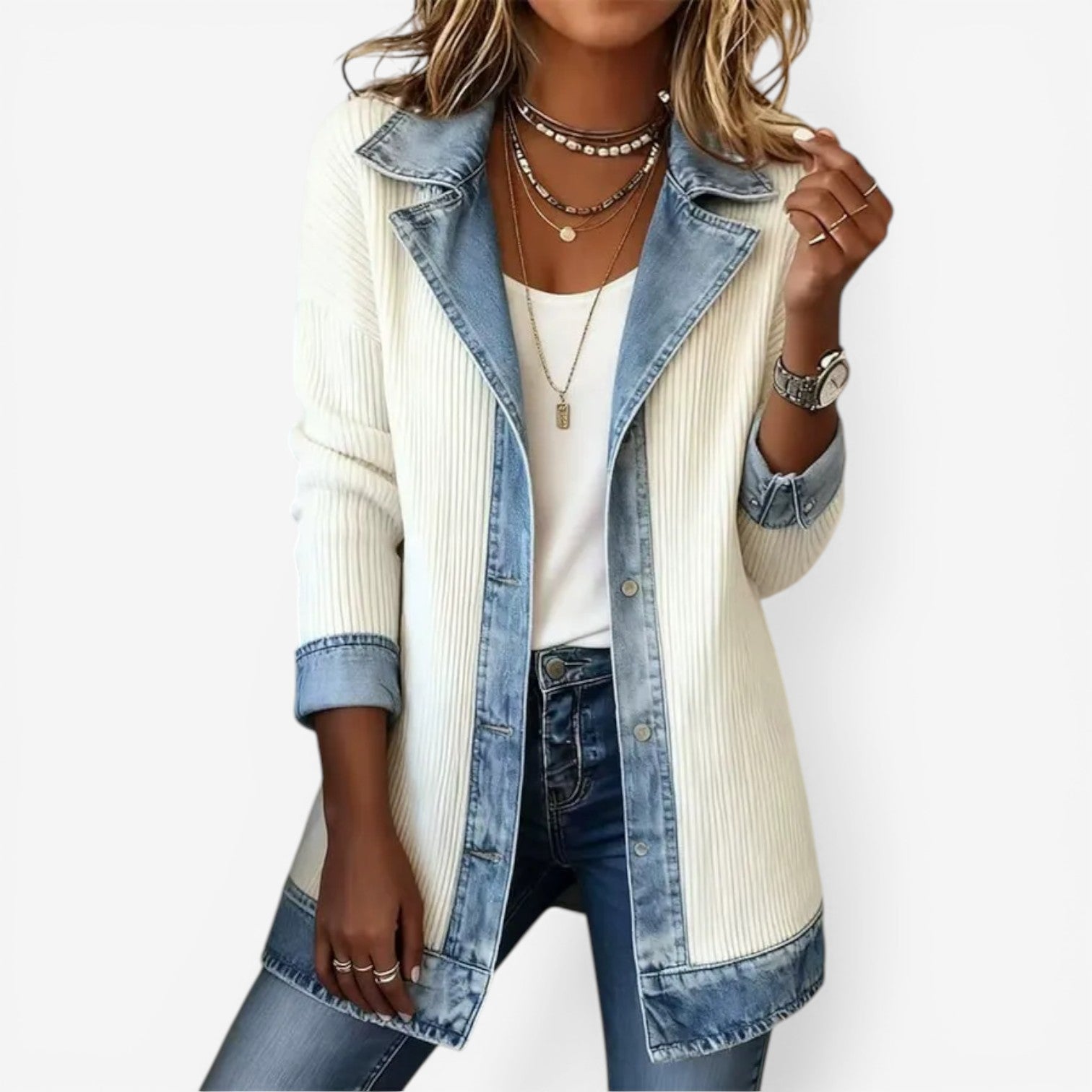 Emilia | Blazer i blendet denim