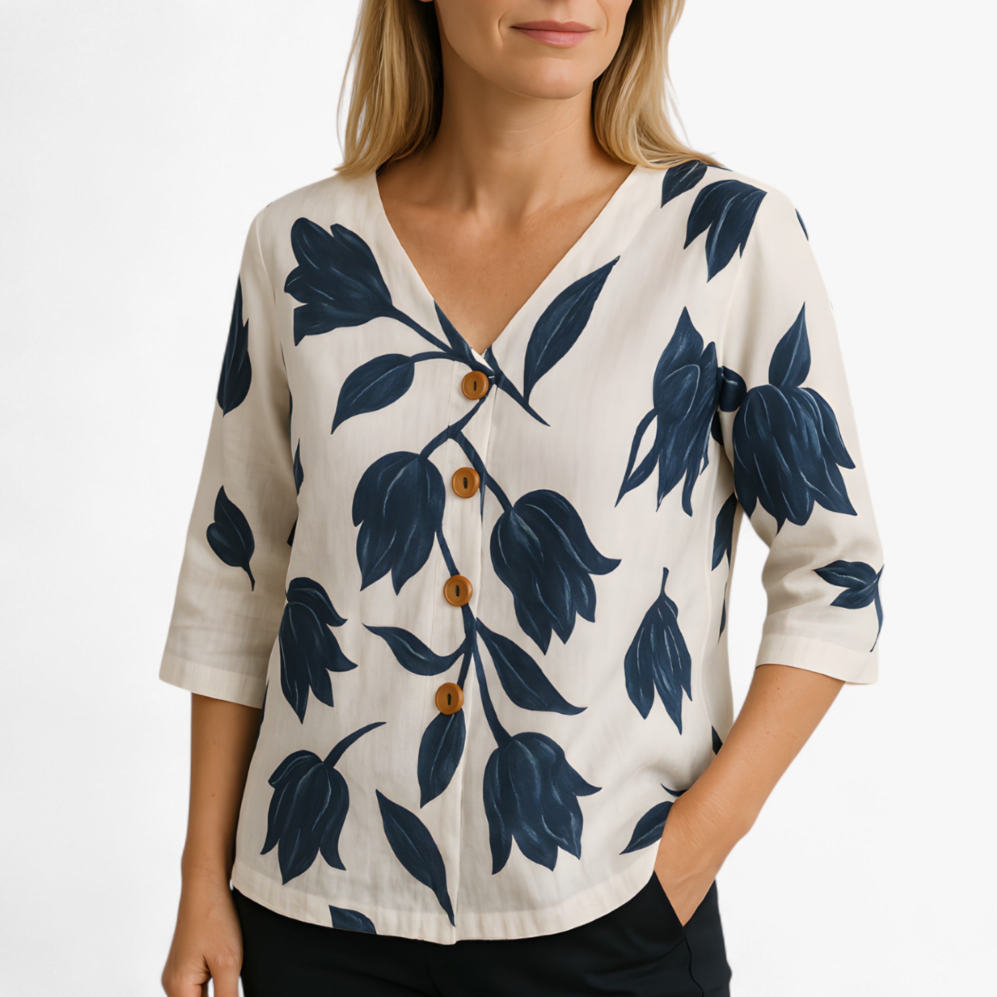 Selah | Bluse med Blomsterprint - Hvid - women's fashion - {{ product_tags }