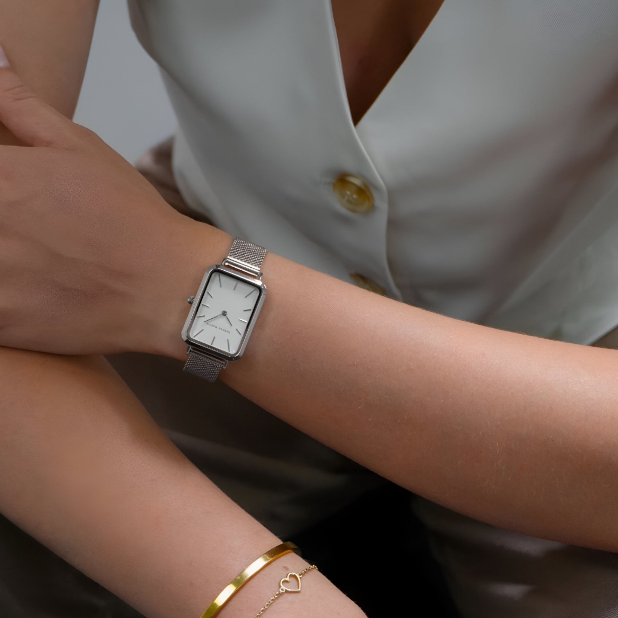 Beatrice | Rektangulært sølvur - holdbart og elegant - - watches - {{ product_tags }