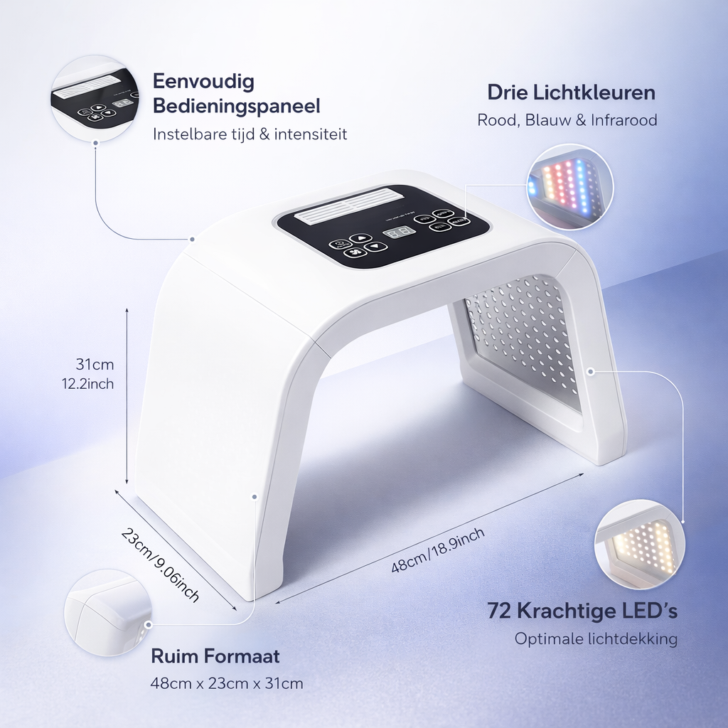 LED Lysterapi Ansigtsmaske - Hudplejeapparat - - Wellness - {{ product_tags }