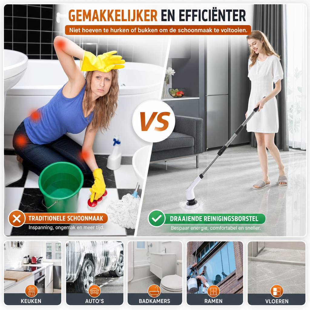ScrubPro Elektrisk Spin Skrubber - Ledningsfri Rengøringsbørste - - Wellness - {{ product_tags }