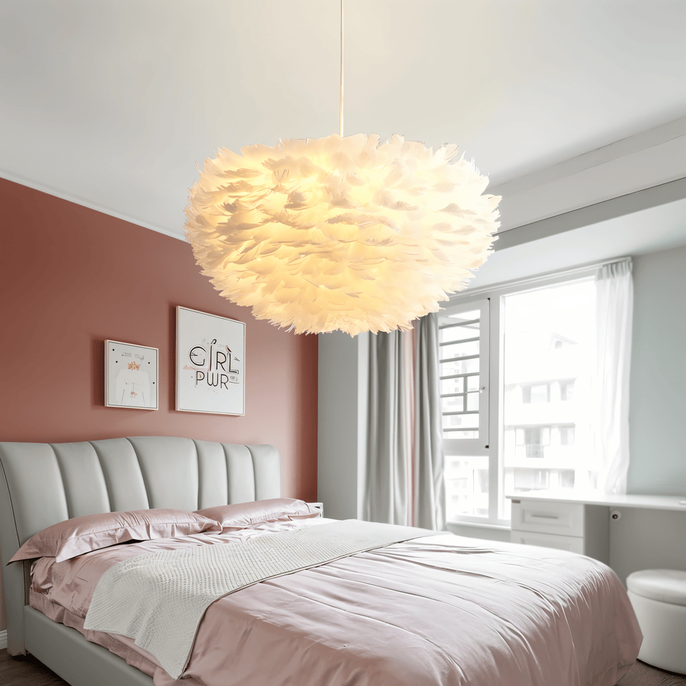 Fjerbesat Kugleformet Pendellampe - - Pendant Light - {{ product_tags }