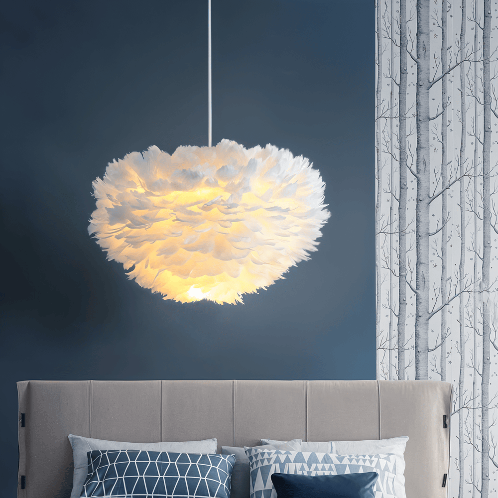 Fjerbesat Kugleformet Pendellampe - - Pendant Light - {{ product_tags }