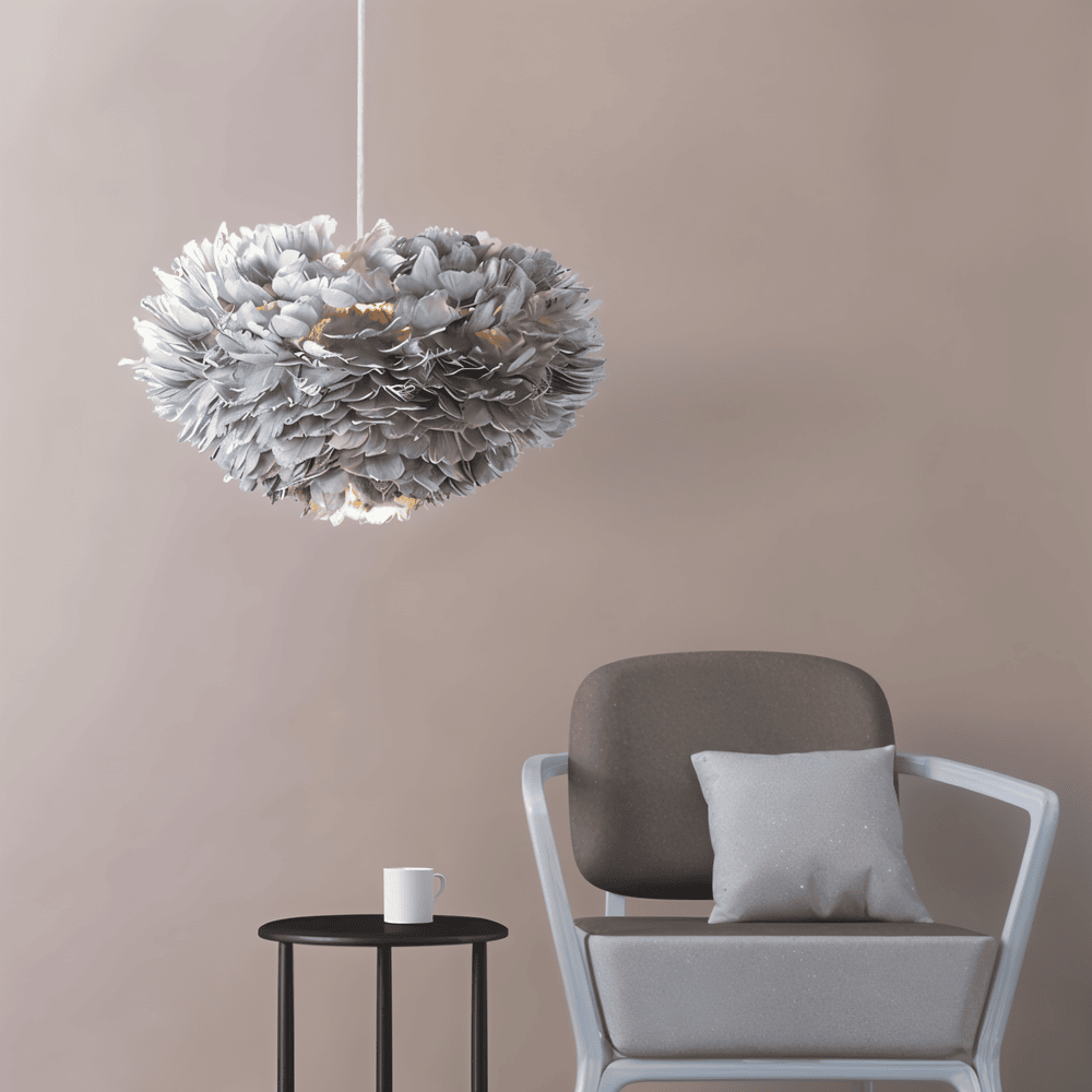 Fjerbesat Kugleformet Pendellampe - - Pendant Light - {{ product_tags }