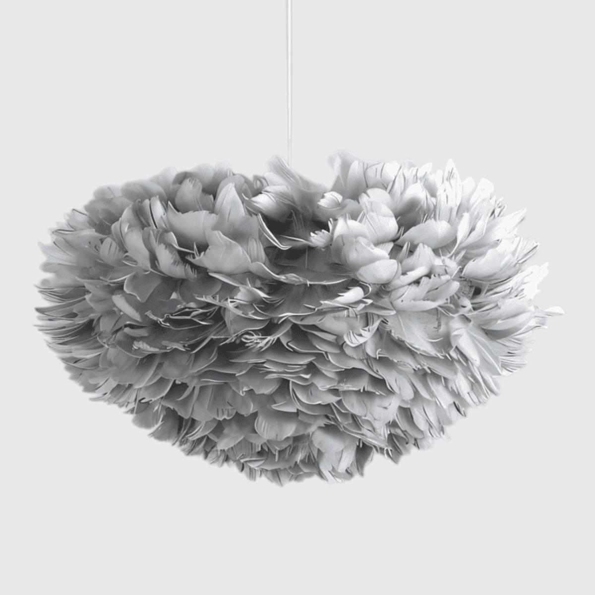 Fjerbesat Kugleformet Pendellampe - Graa - Pendant Light - {{ product_tags }