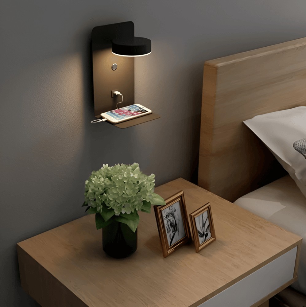 DualDelight LED Væglampe med Hylde & USB-Port - - Home Decor - {{ product_tags }