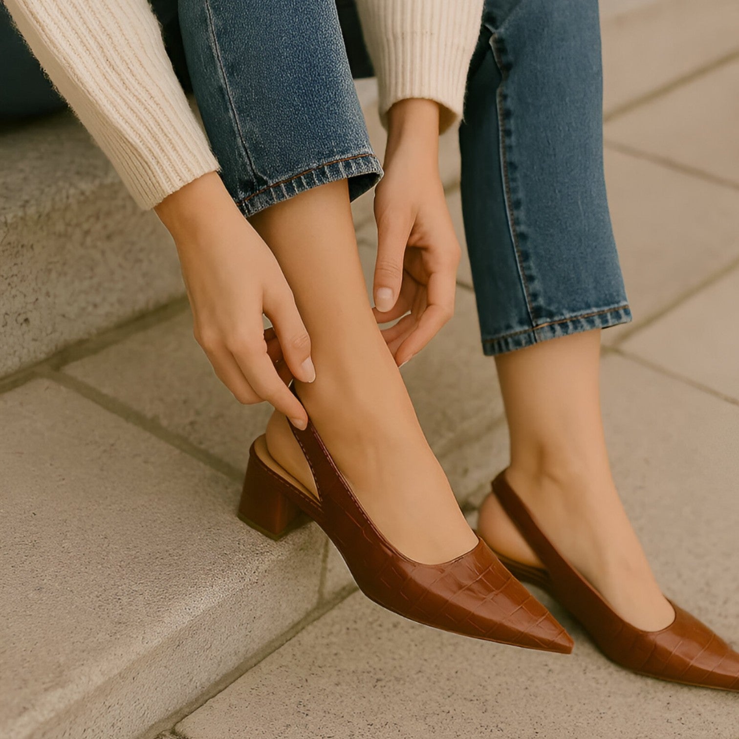 Amara | Croco Style Heels - Confident Walkability - - Sandals - {{ product_tags }