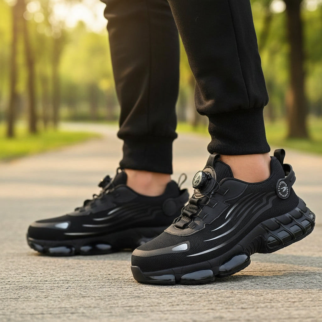 Sikkerhedssko til arbejde - Åndbare, lette med bred tåkappe - Sort - Shoes - {{ product_tags }
