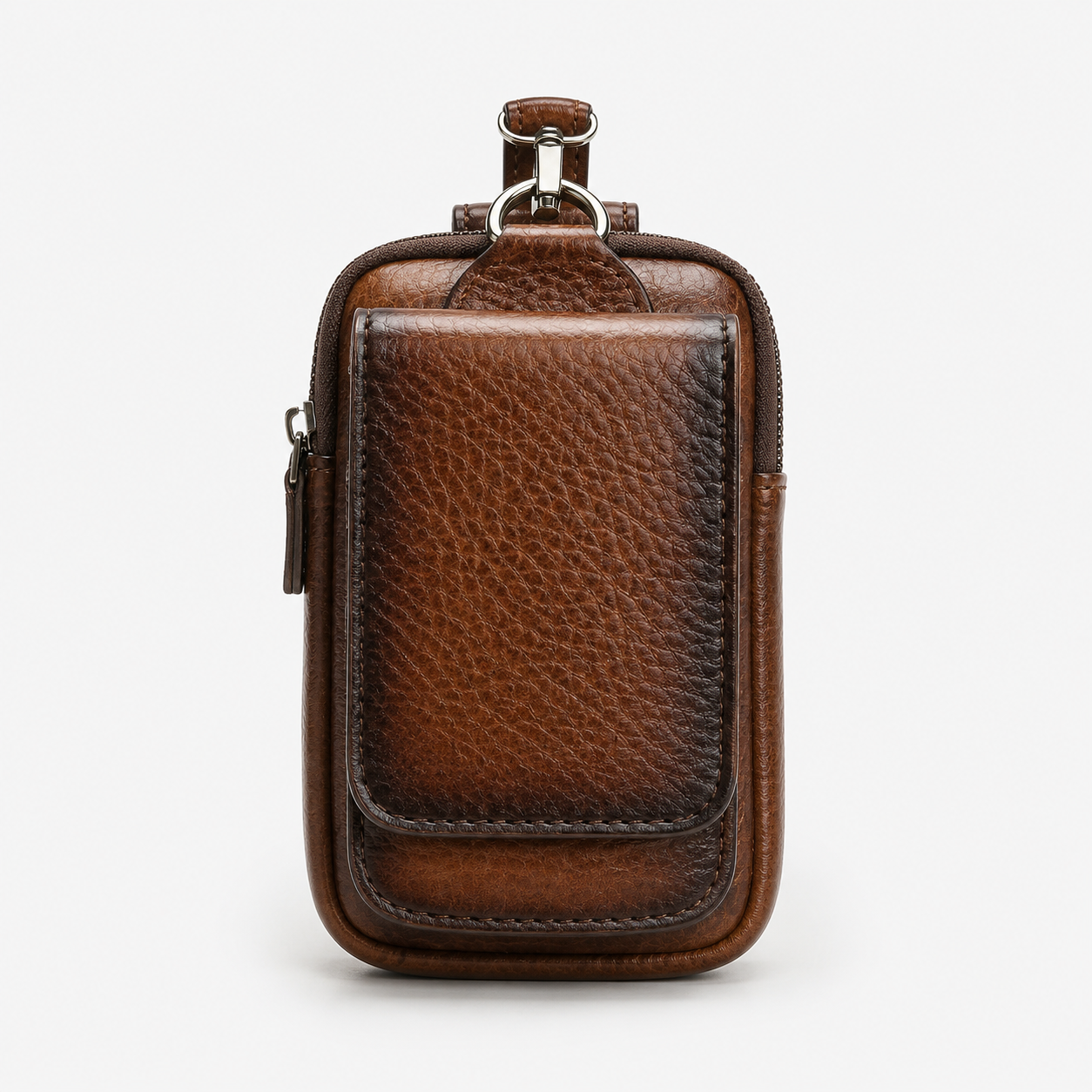 PU Bæltetaske til Mobiltelefon med Lynlås og Magnetlukning - Mørk kaffe - bags - {{ product_tags }