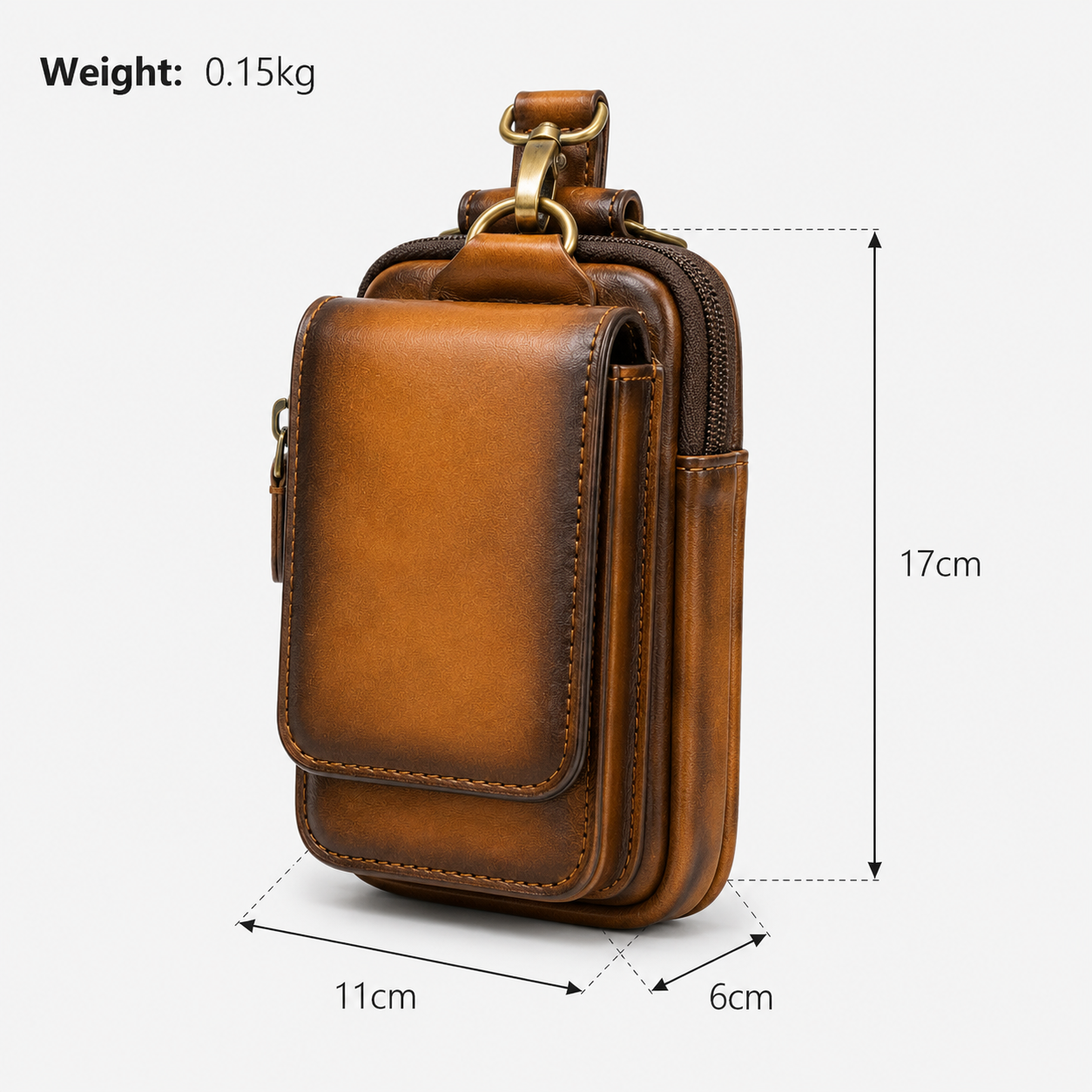 PU Bæltetaske til Mobiltelefon med Lynlås og Magnetlukning - - bags - {{ product_tags }