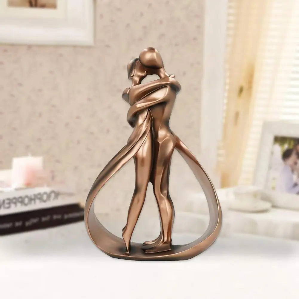 Omfavnende Par Skulptur - Bronzefarvet Kunstharpiks Boligdekoration - - Huis en tuin > Decoratie > Kunst > Beelden, sculpturen en standbeelden - {{ product_tags }