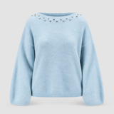 Luftig Sweater med Strass-Halsudskaering