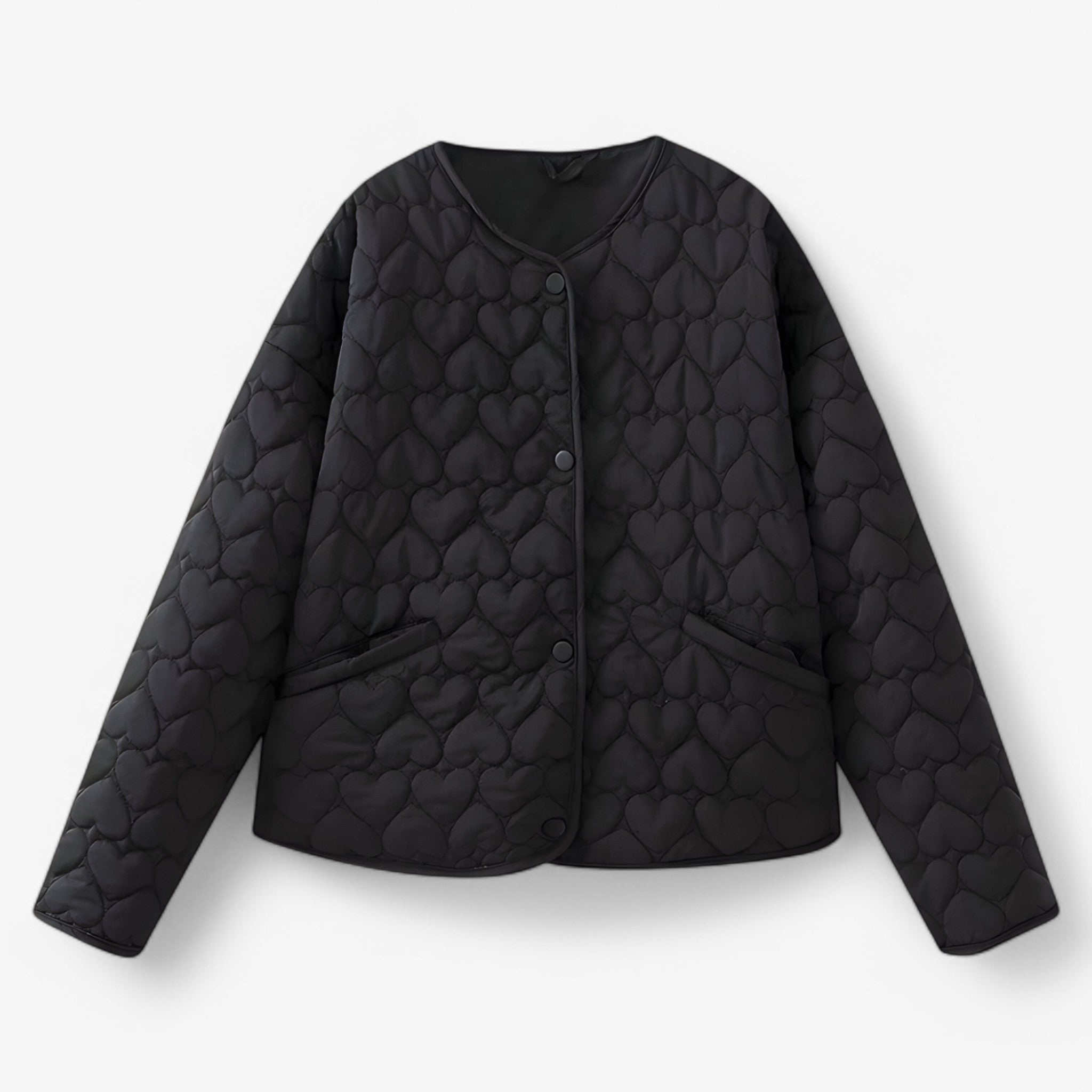 Evelyn | Quiltet jakke med hjerte - alsidig komfort til efterår/vinter - Sort - women's fashion - {{ product_tags }