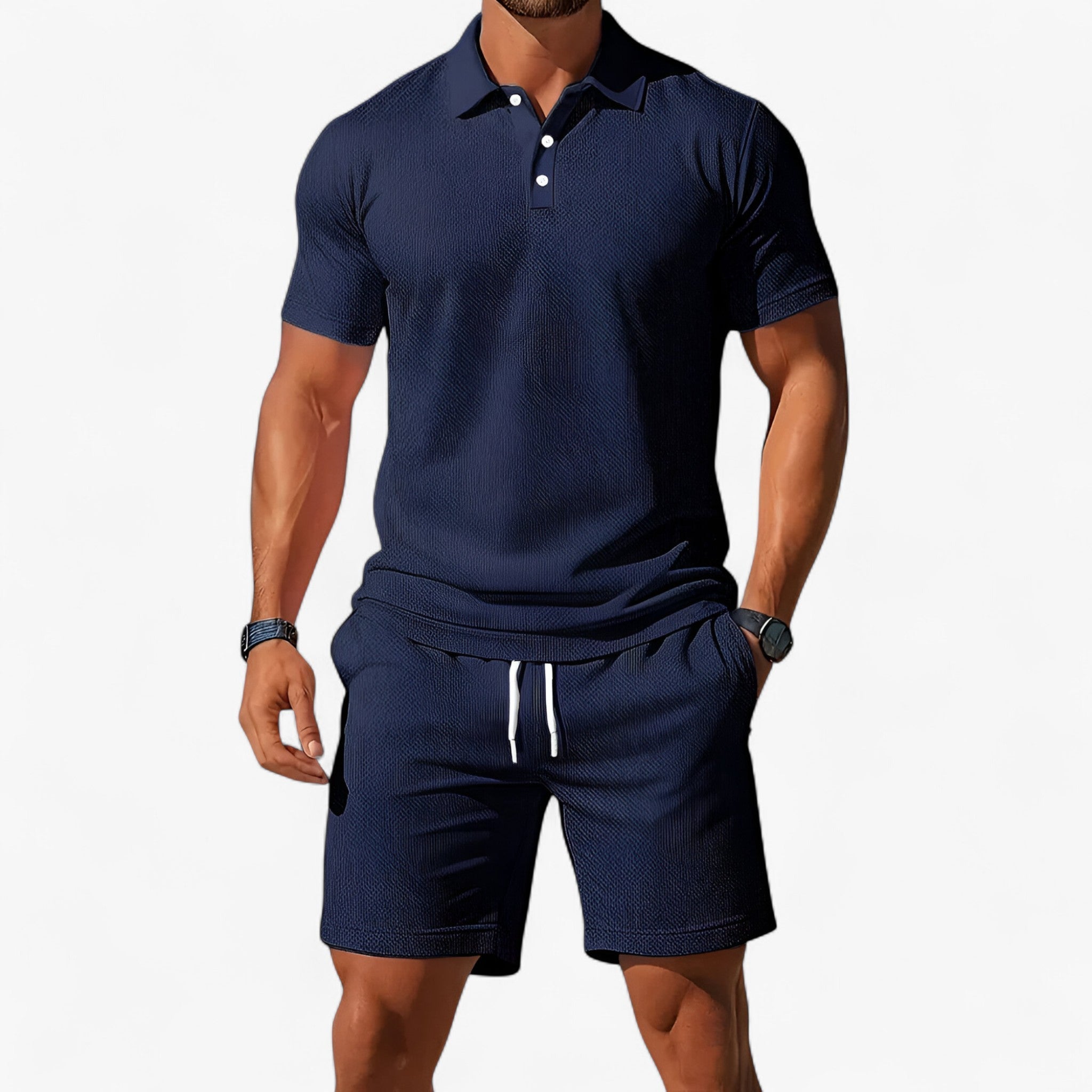 Adrian | Åndbart sommerpolosæt til mænd - Mørk blå - T-shirts - {{ product_tags }