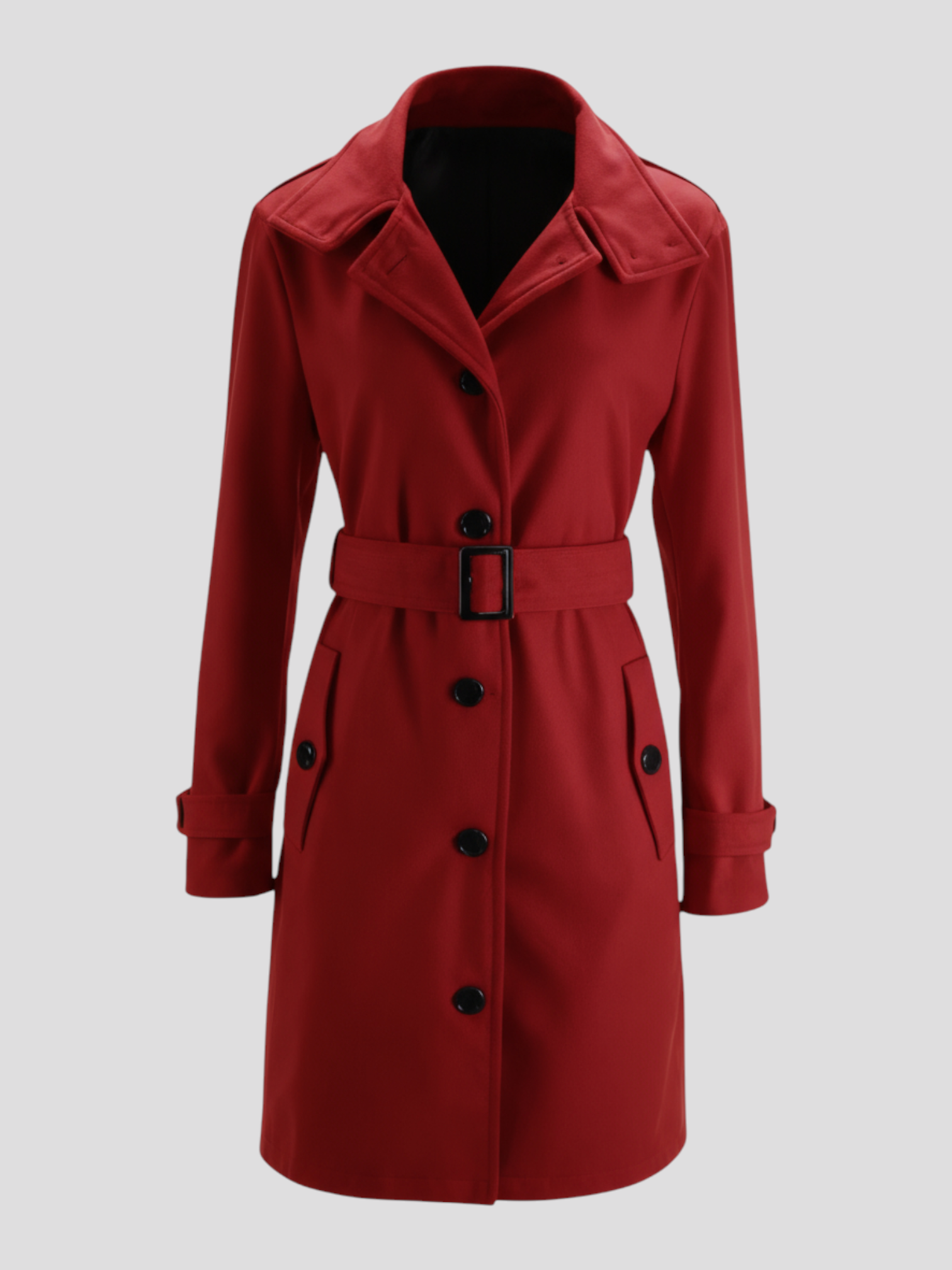 Mille | Uldfrakke med Høj Krave | Uldblanding | Perfekt til Koldere Dage - Rød - Jacket - {{ product_tags }