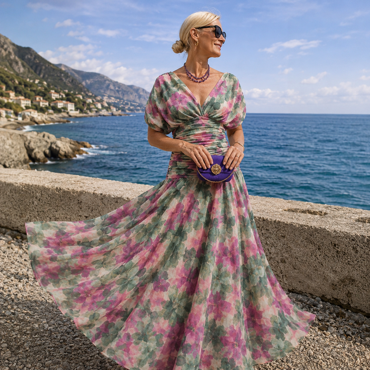 Rossana | Off-Soulder Maxikjole - Lilla - Tøj > Kjoler - {{ product_tags }